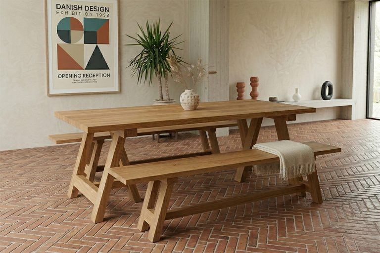 Bespoke Wooden Dining Table and Bench